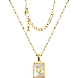 imageCicy Bell Womens Initial Necklace for Women 18k Gold Plated Shell Personalized Letter Pendant Necklace 177 with 2 ExtenderStyle 1QGold
