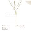 imageCicy Bell 18k Gold Plated Y Shaped Pendant Necklace for Women Butterfly Dainty Bead Chain Drop Necklace Trend Jewelry Gift 177quot  19quot ExtenderYellow Gold