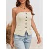imageCicy Bell Notched Neck Tube Tops Blazer Sleeveless Button Fitted Strapless Work Blazer VestApricot