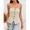 imageCicy Bell Notched Neck Tube Tops Blazer Sleeveless Button Fitted Strapless Work Blazer VestApricot