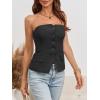 imageCicy Bell Notched Neck Tube Tops Blazer Sleeveless Button Fitted Strapless Work Blazer VestBlack