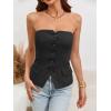 imageCicy Bell Notched Neck Tube Tops Blazer Sleeveless Button Fitted Strapless Work Blazer VestBlack
