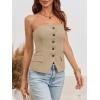 imageCicy Bell Notched Neck Tube Tops Blazer Sleeveless Button Fitted Strapless Work Blazer VestDark Khaki
