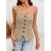 imageCicy Bell Notched Neck Tube Tops Blazer Sleeveless Button Fitted Strapless Work Blazer VestDark Khaki