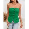 imageCicy Bell Notched Neck Tube Tops Blazer Sleeveless Button Fitted Strapless Work Blazer VestGreen