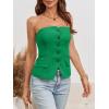 imageCicy Bell Notched Neck Tube Tops Blazer Sleeveless Button Fitted Strapless Work Blazer VestGreen