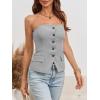 imageCicy Bell Notched Neck Tube Tops Blazer Sleeveless Button Fitted Strapless Work Blazer VestGrey