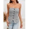imageCicy Bell Notched Neck Tube Tops Blazer Sleeveless Button Fitted Strapless Work Blazer VestGrey