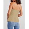 imageCicy Bell Notched Neck Tube Tops Blazer Sleeveless Button Fitted Strapless Work Blazer VestKhaki