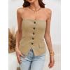 imageCicy Bell Notched Neck Tube Tops Blazer Sleeveless Button Fitted Strapless Work Blazer VestKhaki