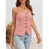 imageCicy Bell Notched Neck Tube Tops Blazer Sleeveless Button Fitted Strapless Work Blazer VestLight Pink