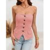 imageCicy Bell Notched Neck Tube Tops Blazer Sleeveless Button Fitted Strapless Work Blazer VestLight Pink