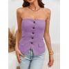 imageCicy Bell Notched Neck Tube Tops Blazer Sleeveless Button Fitted Strapless Work Blazer VestLight Purple