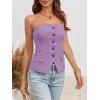 imageCicy Bell Notched Neck Tube Tops Blazer Sleeveless Button Fitted Strapless Work Blazer VestLight Purple
