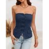 imageCicy Bell Notched Neck Tube Tops Blazer Sleeveless Button Fitted Strapless Work Blazer VestNavy