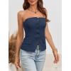 imageCicy Bell Notched Neck Tube Tops Blazer Sleeveless Button Fitted Strapless Work Blazer VestNavy