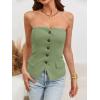 imageCicy Bell Notched Neck Tube Tops Blazer Sleeveless Button Fitted Strapless Work Blazer VestOlive Green