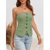 imageCicy Bell Notched Neck Tube Tops Blazer Sleeveless Button Fitted Strapless Work Blazer VestOlive Green