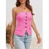 imageCicy Bell Notched Neck Tube Tops Blazer Sleeveless Button Fitted Strapless Work Blazer VestPink