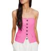 imageCicy Bell Notched Neck Tube Tops Blazer Sleeveless Button Fitted Strapless Work Blazer VestPink