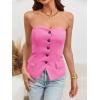imageCicy Bell Notched Neck Tube Tops Blazer Sleeveless Button Fitted Strapless Work Blazer VestPink