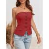 imageCicy Bell Notched Neck Tube Tops Blazer Sleeveless Button Fitted Strapless Work Blazer VestRed