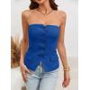 imageCicy Bell Notched Neck Tube Tops Blazer Sleeveless Button Fitted Strapless Work Blazer VestRoyal Blue
