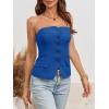 imageCicy Bell Notched Neck Tube Tops Blazer Sleeveless Button Fitted Strapless Work Blazer VestRoyal Blue