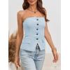 imageCicy Bell Notched Neck Tube Tops Blazer Sleeveless Button Fitted Strapless Work Blazer VestSky Blue