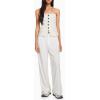 imageCicy Bell Notched Neck Tube Tops Blazer Sleeveless Button Fitted Strapless Work Blazer VestWhite