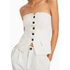 imageCicy Bell Notched Neck Tube Tops Blazer Sleeveless Button Fitted Strapless Work Blazer VestWhite