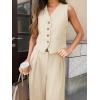 imageCicy Bell Womens 2 Piece Outfits V Neck Crop Vest Blazer and Wide Leg Suit Pants SetsApricot