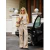 imageCicy Bell Womens 2 Piece Outfits V Neck Crop Vest Blazer and Wide Leg Suit Pants SetsApricot