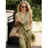 imageCicy Bell Womens 2 Piece Outfits V Neck Crop Vest Blazer and Wide Leg Suit Pants SetsArmy Green