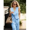 imageCicy Bell Womens 2 Piece Outfits V Neck Crop Vest Blazer and Wide Leg Suit Pants SetsBlue