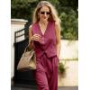 imageCicy Bell Womens 2 Piece Outfits V Neck Crop Vest Blazer and Wide Leg Suit Pants SetsBurgundy