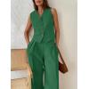 imageCicy Bell Womens 2 Piece Outfits V Neck Crop Vest Blazer and Wide Leg Suit Pants SetsDark Green