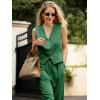 imageCicy Bell Womens 2 Piece Outfits V Neck Crop Vest Blazer and Wide Leg Suit Pants SetsDark Green