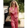 imageCicy Bell Womens 2 Piece Outfits V Neck Crop Vest Blazer and Wide Leg Suit Pants SetsDark Pink