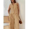 imageCicy Bell Womens 2 Piece Outfits V Neck Crop Vest Blazer and Wide Leg Suit Pants SetsKhaki