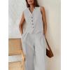 imageCicy Bell Womens 2 Piece Outfits V Neck Crop Vest Blazer and Wide Leg Suit Pants SetsLight Grey