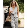 imageCicy Bell Womens 2 Piece Outfits V Neck Crop Vest Blazer and Wide Leg Suit Pants SetsLight Grey