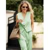 imageCicy Bell Womens 2 Piece Outfits V Neck Crop Vest Blazer and Wide Leg Suit Pants SetsMint Color