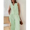 imageCicy Bell Womens 2 Piece Outfits V Neck Crop Vest Blazer and Wide Leg Suit Pants SetsMint Color