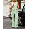 imageCicy Bell Womens 2 Piece Outfits V Neck Crop Vest Blazer and Wide Leg Suit Pants SetsMint Color