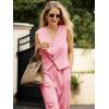 imageCicy Bell Womens 2 Piece Outfits V Neck Crop Vest Blazer and Wide Leg Suit Pants SetsPink