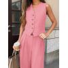 imageCicy Bell Womens 2 Piece Outfits V Neck Crop Vest Blazer and Wide Leg Suit Pants SetsPink