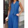 imageCicy Bell Womens 2 Piece Outfits V Neck Crop Vest Blazer and Wide Leg Suit Pants SetsRoyal Blue