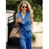 imageCicy Bell Womens 2 Piece Outfits V Neck Crop Vest Blazer and Wide Leg Suit Pants SetsRoyal Blue