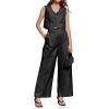 imageCicy Bell Womens 2 Piece Striped Outfits Sleeveless V Neck Blazer Vest and Loose Wide Leg Pants SuitBlack